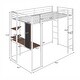 preview thumbnail 7 of 5, White Twin Metal Loft Bed With 2 Shelves And One Desk