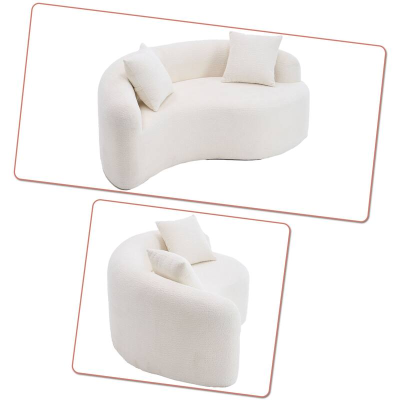 Modern 2-Seater Frame-Free Compressed Curved Chenille Upholstered Loveseat Sofa