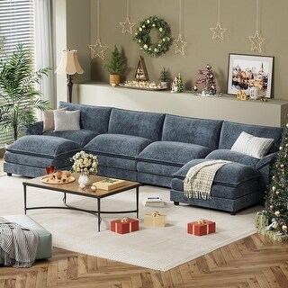 Chenille U-shaped Sectional Sofa Set with Movable Ottomans - Bed Bath ...
