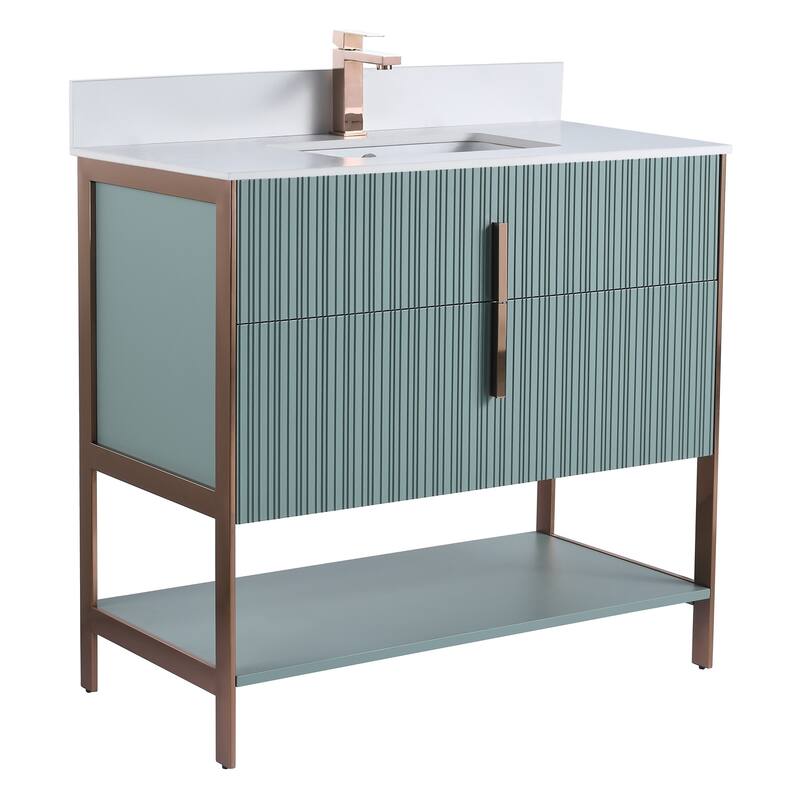 Fine Fixtures Serenity Modern Bathroom Vanity with White Stone Top