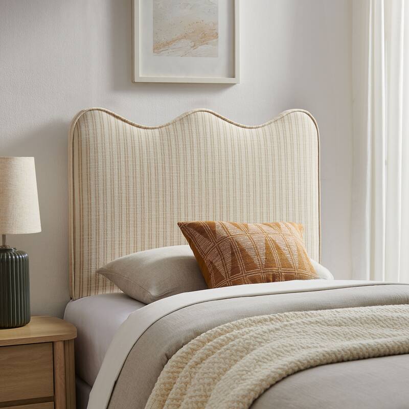 Athena Striped Fabric Upholstered Headboard - Oatmeal Stripe - Twin