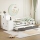 preview thumbnail 1 of 44, Twin Size Wood Platform Bed with Side Bookshelf and Trundle Bed, Multifunctional Kids Bed Frame with Movable Wardrobe Grey