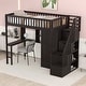 preview thumbnail 31 of 52, Loft Bed with Bookshelf,Drawers,Desk,and Wardrobe Espresso - Twin
