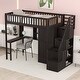 preview thumbnail 2 of 7, Twin Loft Bed with Stairs, Storage, Bookshelf, Desk & Wardrobe