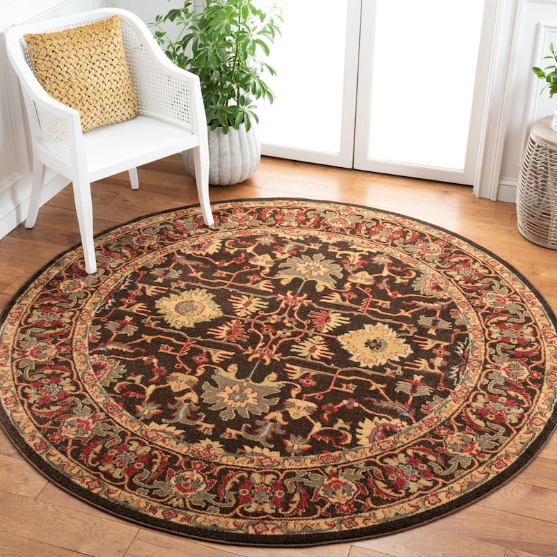 SAFAVIEH Mahal Marilynn Traditional Oriental Rug - 6'7" x 6'7" Round - Brown/Beige - Runner/Round