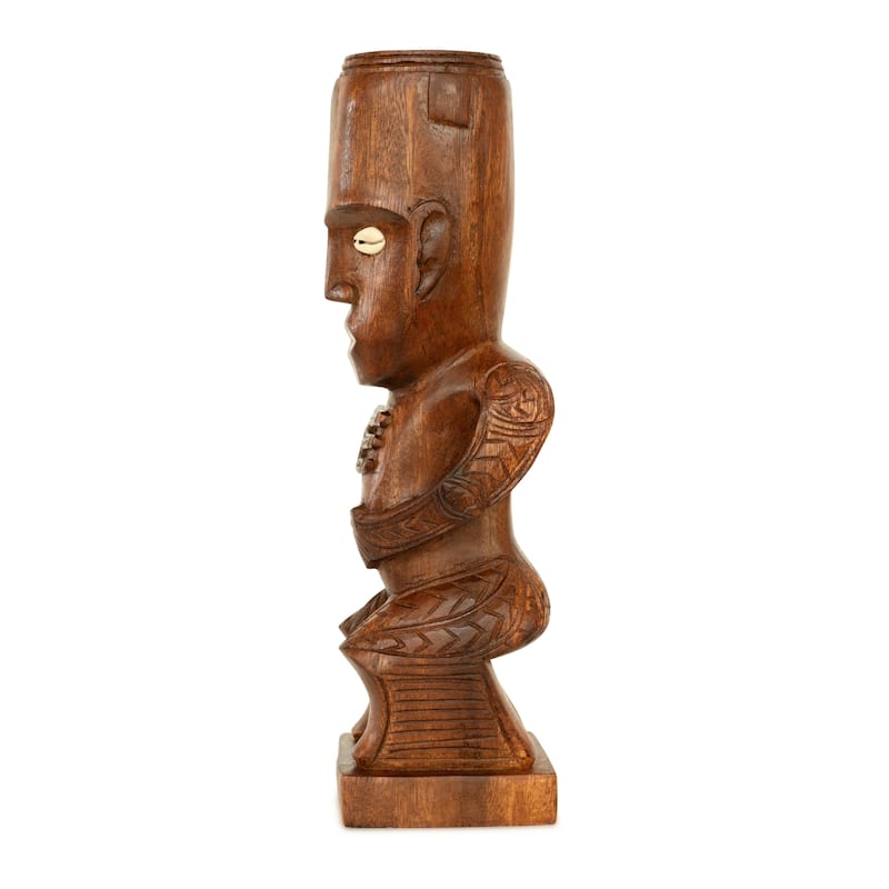 Handmade Wooden Primitive Tattoo Face Tribal Statue Sculpture Tiki Bar Totem Handcrafted Unique Gift Home Decor Accent Figuri
