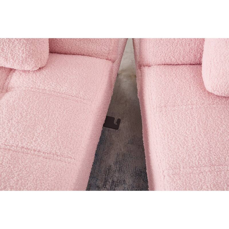 Convertible Sofa Bed with Teddy Fabric, Freely Configurable Sections