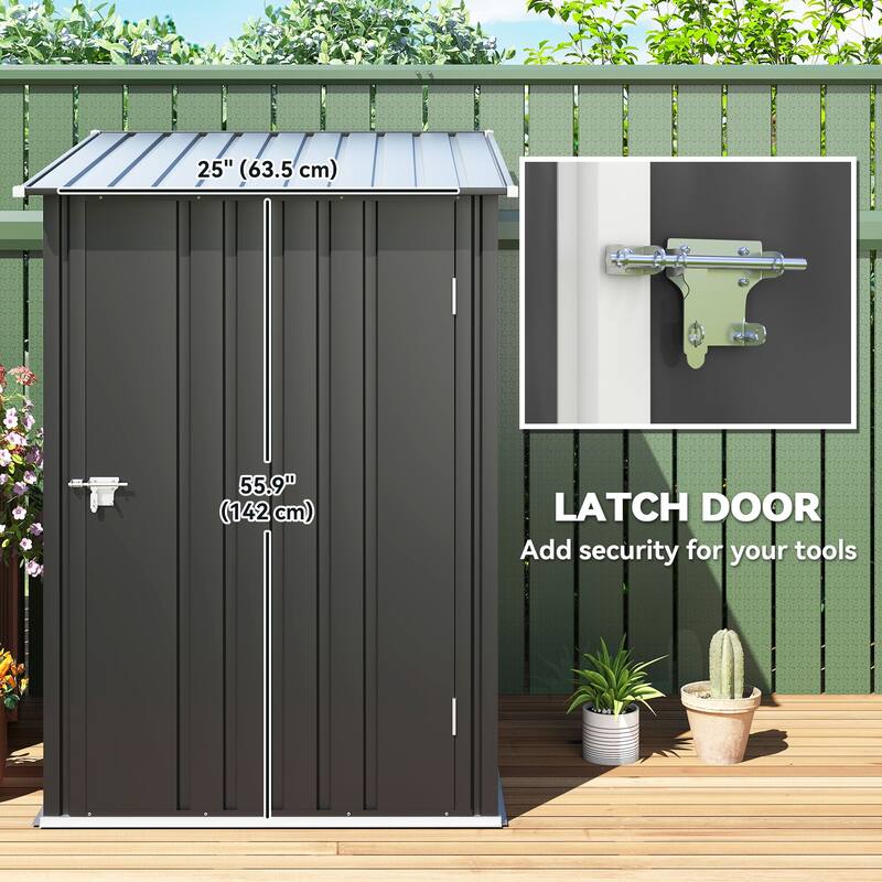 Outsunny 3.3' x 3.4' Lean-to Garden Storage Shed, Outdoor Galvanized Steel Tool House with Lockable Door for Patio Garden
