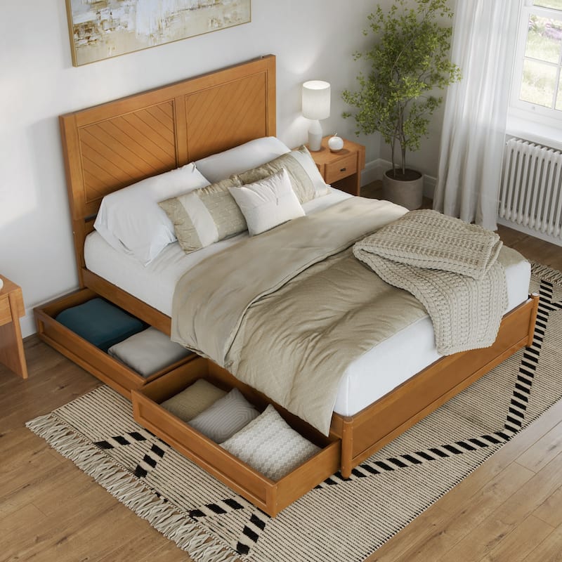 Clayton Platform Bed with Panel Footboard and Storage Drawers