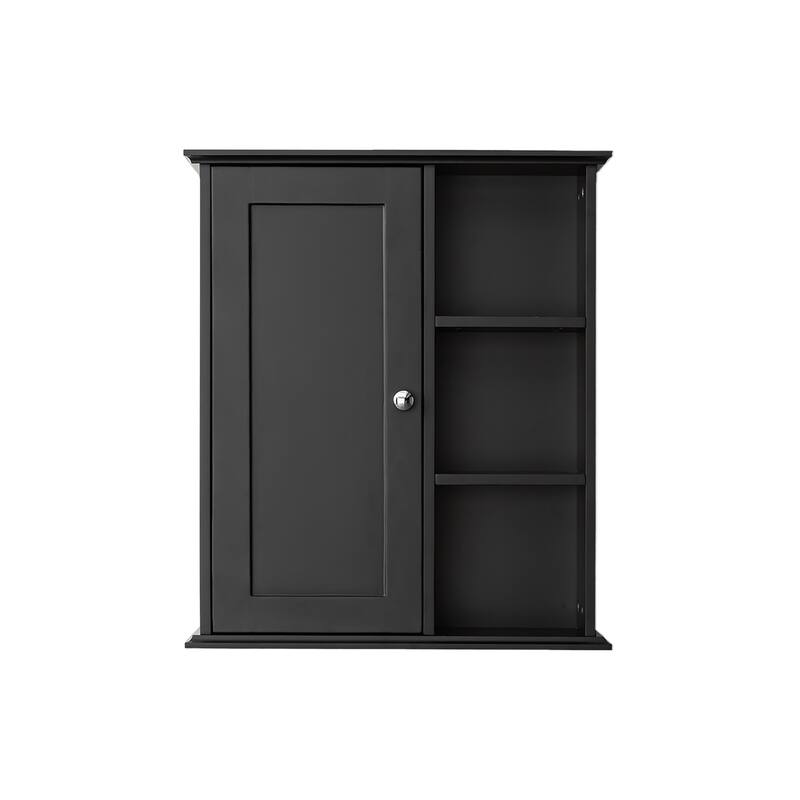 Bathroom Wall Cabinet with Soft-Closing Hinges, MDF Construction, and Versatile Storage for Home or Office Use - 27.55X23.62 in - Black + MDF
