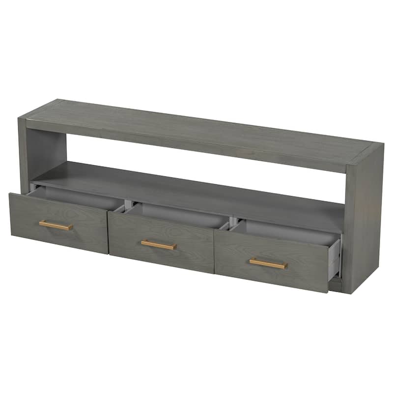 Mirod Stylish TV Stand with Ample Storage,Classic Design with Three Drawers and Spacious Surface,Minimalist Metal Handles
