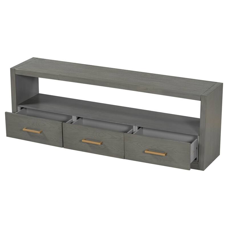 Modern TV Stand, Stylish Sideboard Decorative Table with 3 Drawers, for Living Rooms Bedroom or Hallway, Grey