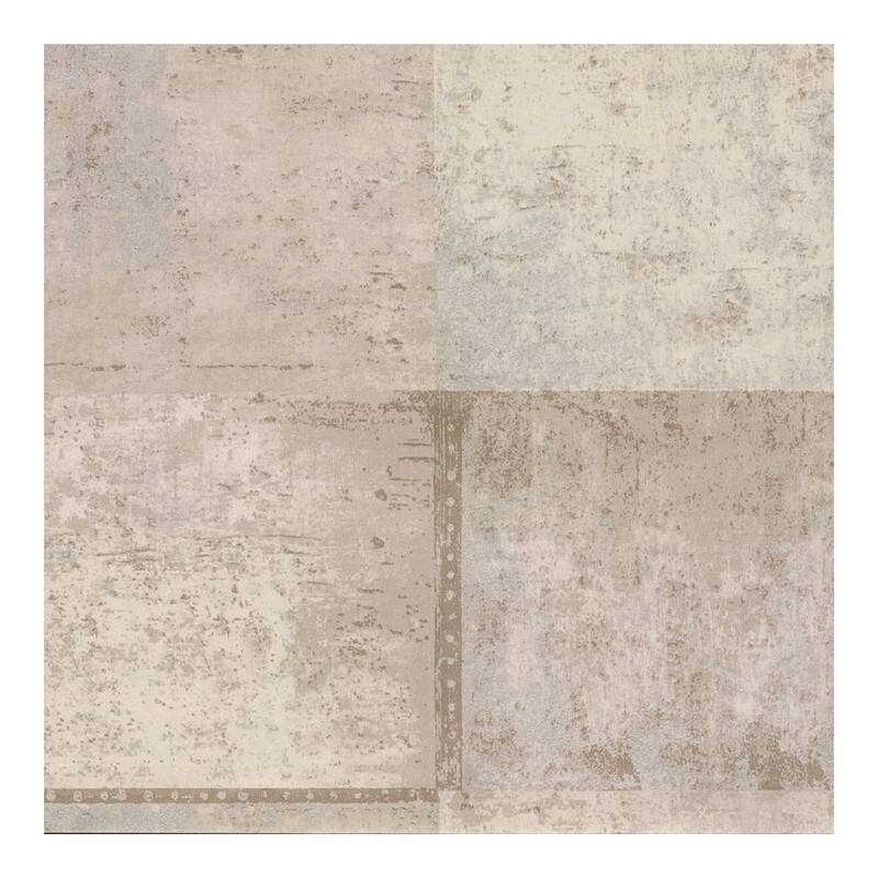 Brewster Vela Taupe Distressed Geometric Wallpaper - 21 x 396 x 0.025