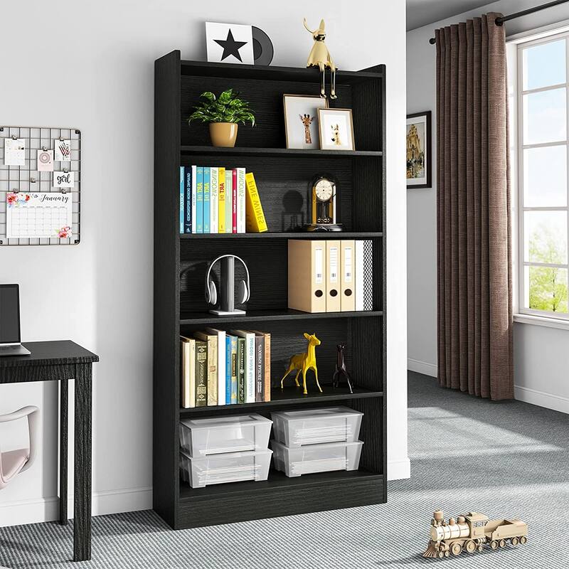 6-Tier Wood Bookcase, 72" Large Tall Bookshelf with Storage Shelves