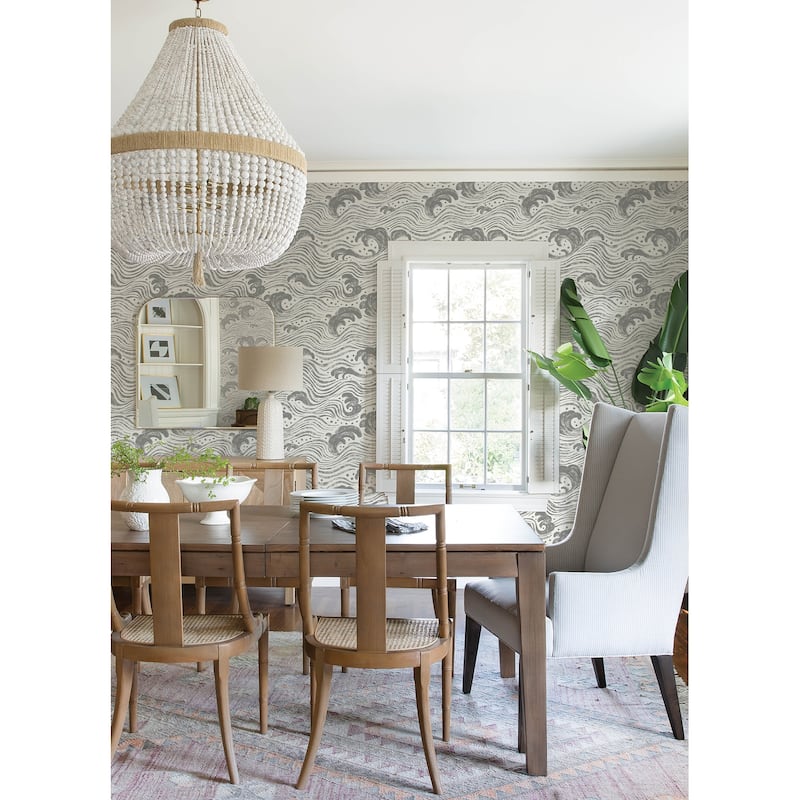 A-Street Prints Swell Charcoal Ocean Wave Wallpaper