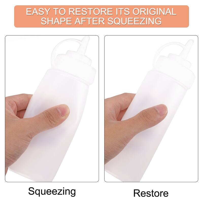 4pcs 12 Oz Plastic Condiment Squeeze Bottles Dispenser with Cap