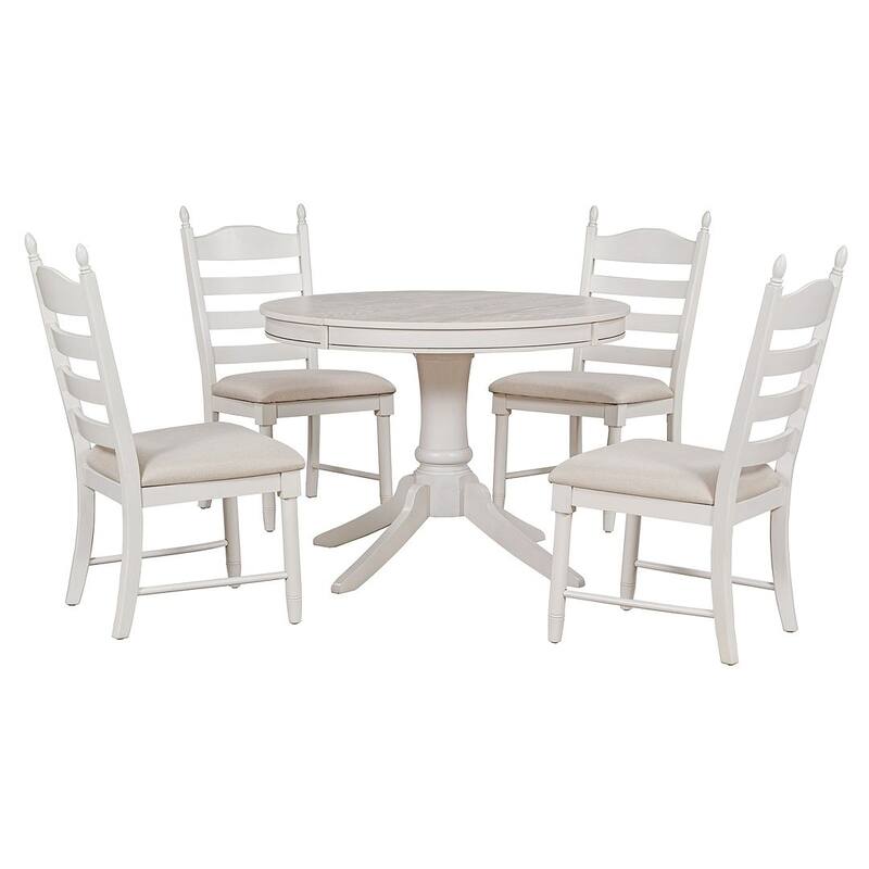 Farmhouse Wood Dining Table Set for 6 - Rectangular Dining Table with 6 Upholstered Chairs