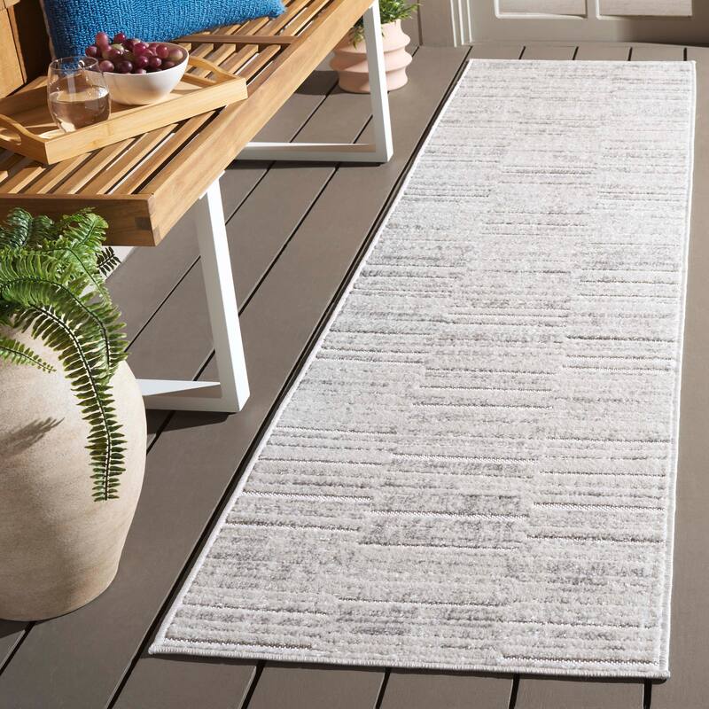 SAFAVIEH Stella Ontje Modern & Contemporary Rug - 2' x 8' Runner - Ivory/Grey
