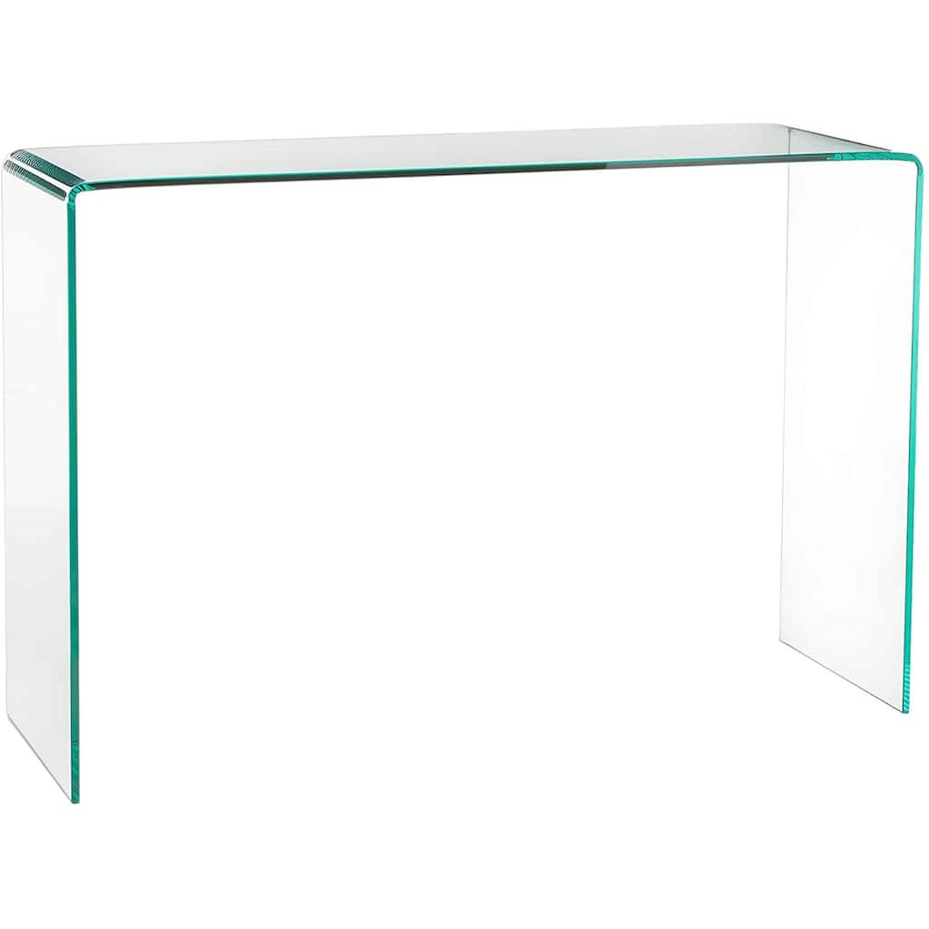 Modern Contemporary Bent Glass Entryway Console Table, 32" height, Clear