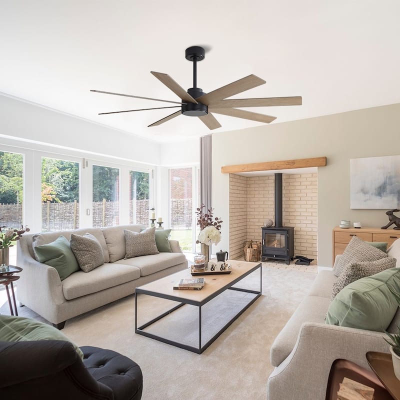 MLiAN 72 in. 8-Plywood Blades Indoor Ceiling Fan With Remote... - Black and Light Gray