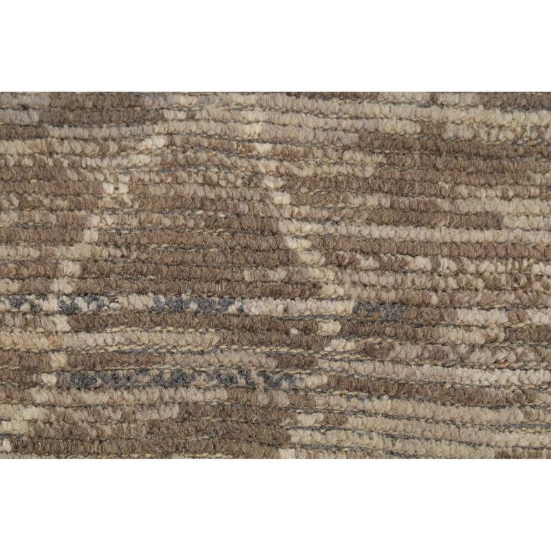 All-Over Trellis Moroccan Oriental Area Rug Handmade Beige Wool Carpet - 5'8"x 9'6"