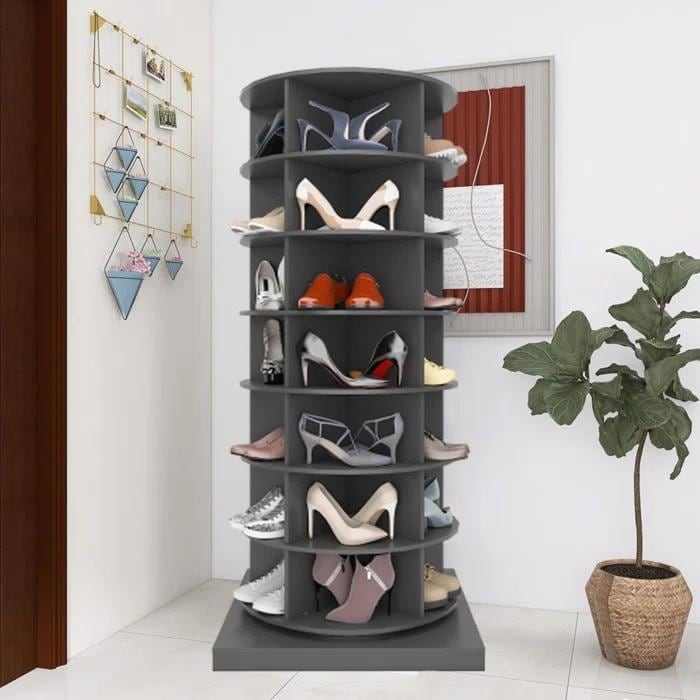 Modern Tall Round 360° Rotating Spinning Shoe Rack, Turntable Rack for Shoe,  Bag, Book, Swivel Vertical Round Shoe Organizer - Bed Bath & Beyond -  37783334