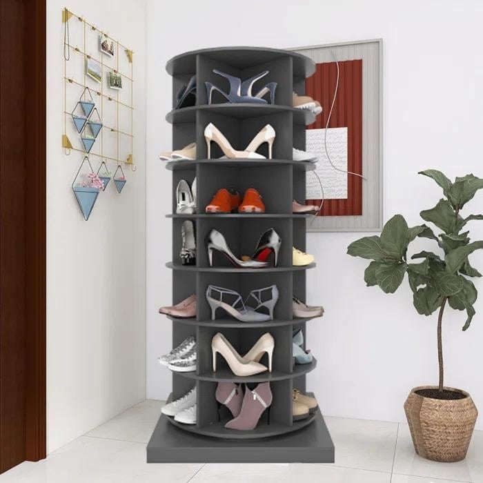 Modern Tall Round 360 Rotating Spinning Shoe Rack Turntable Rack for Shoe Bag Book Swivel Vertical Round Shoe Organizer Bed Bath Beyond 37783334