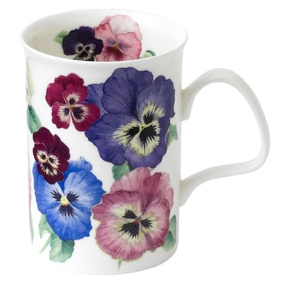 Roy Kirkham Lancaster Mug - Pansy, Set of 6, Bone China Ceramic, Made in England