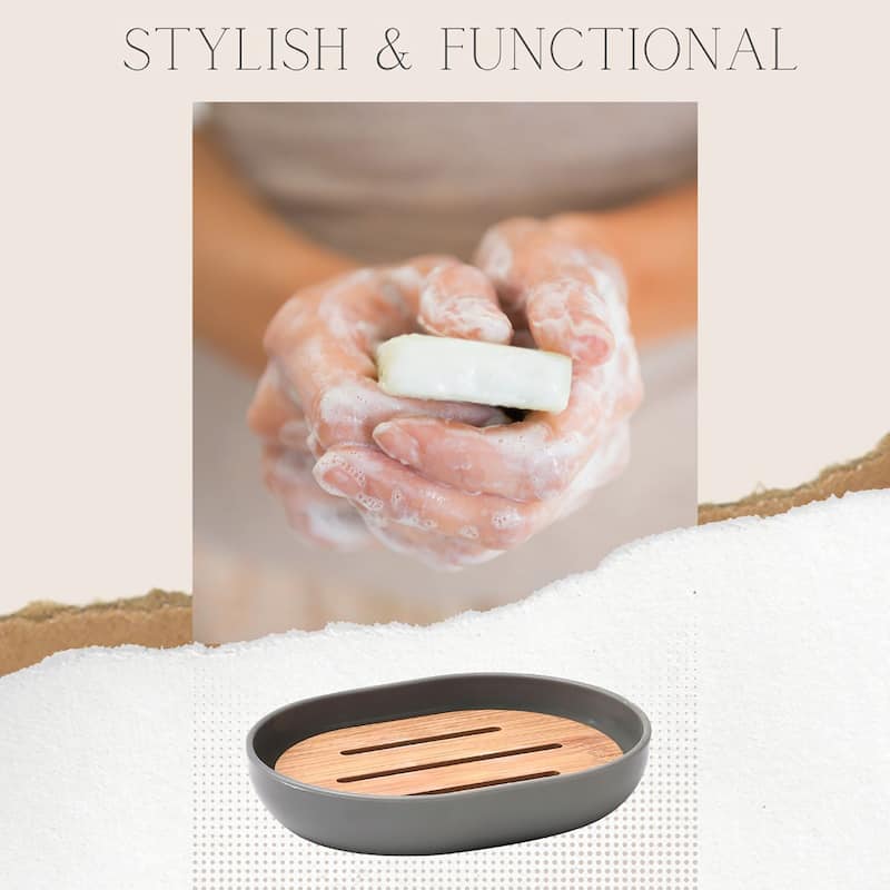 Grey Padang Bathroom Accessory Set 7-Pieces Bamboo