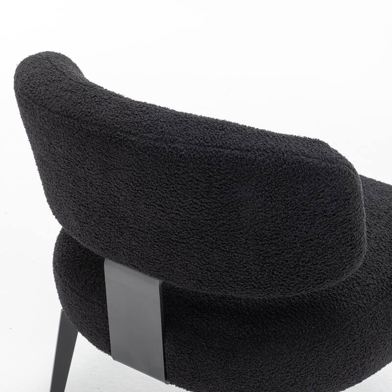 SEYNAR Modern Armless Faux Sherpa Accent Chair with Metal Legs