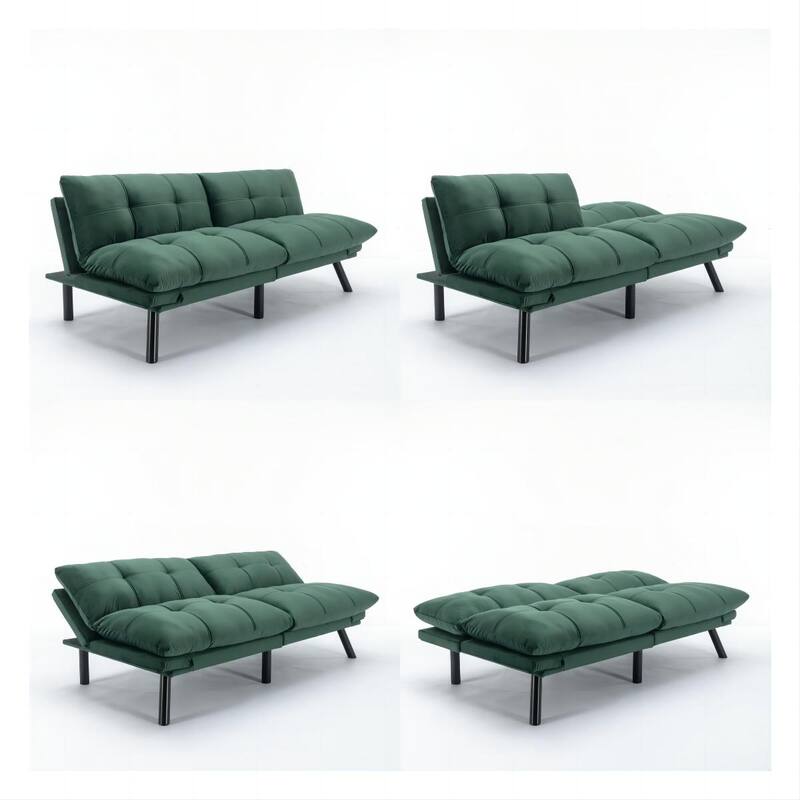 Modern 2-Seater Foldable Sofa Bed with 800 lbs Capacity and Adjustable Backrest