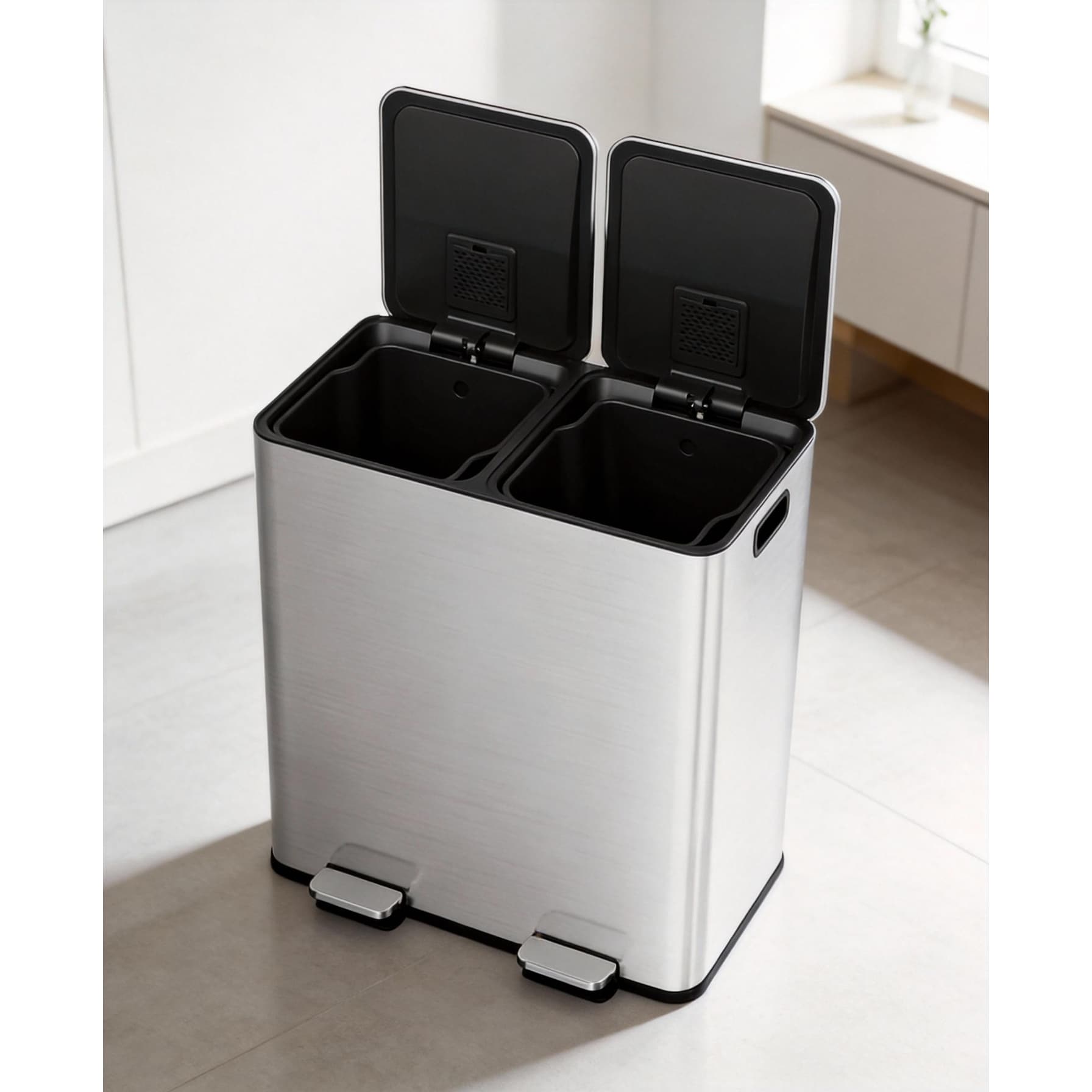 16 Gal (2 x 30 l) Dual Trash Can, with Odor Control Box
