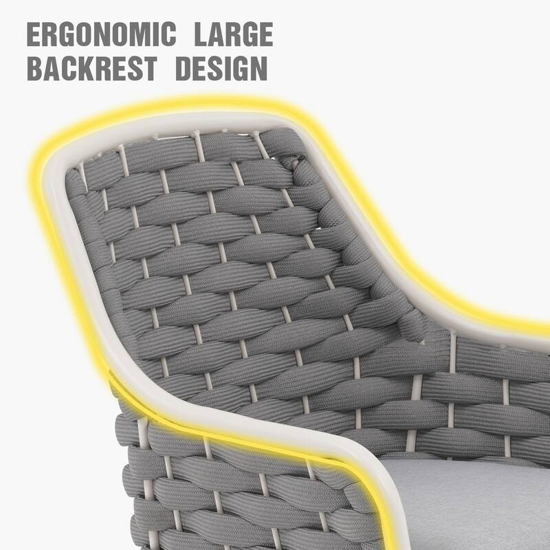 Outdoor Metal High Arm Barstool Chair with Cushions (set of 2)