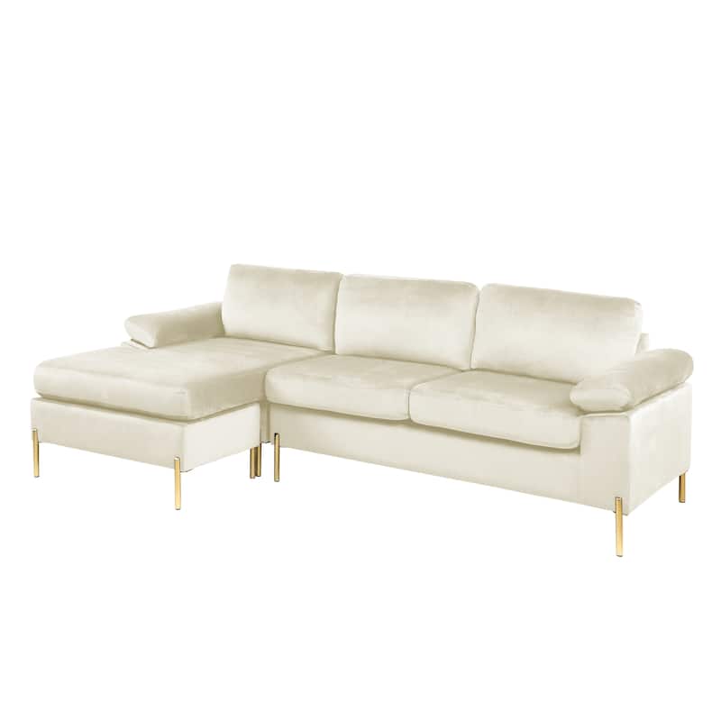 Velvet Sectional Sofa with Chaise