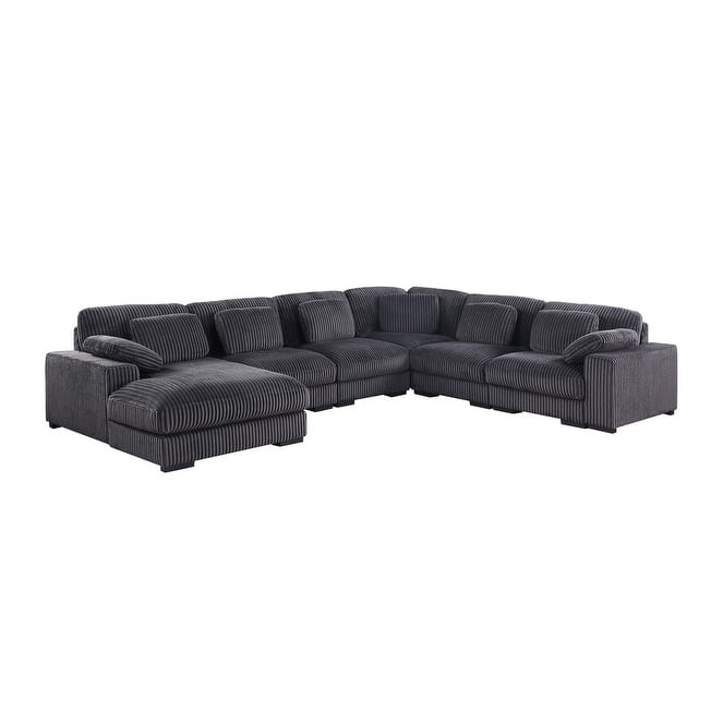 Nadine 155.5"W Corduroy Modular Corner Sectional Sofa with Left-Facing Chaise