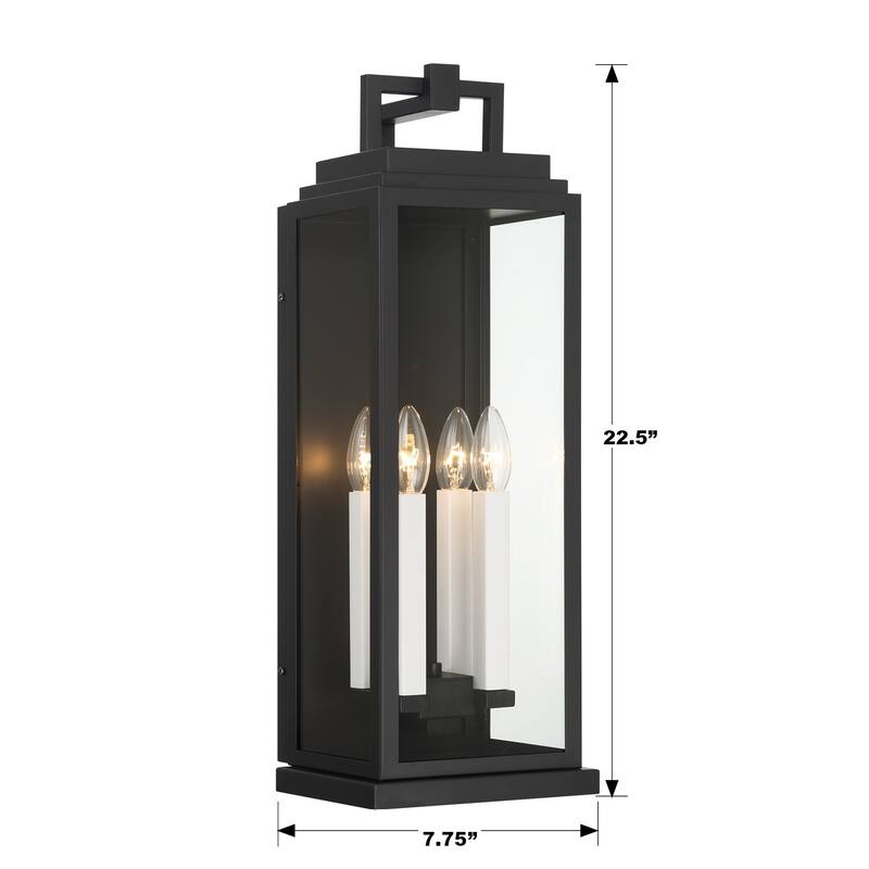 Aspen 4 Light Matte Black Outdoor Sconce - 7.75"W x 22.5"H x 7.25"D
