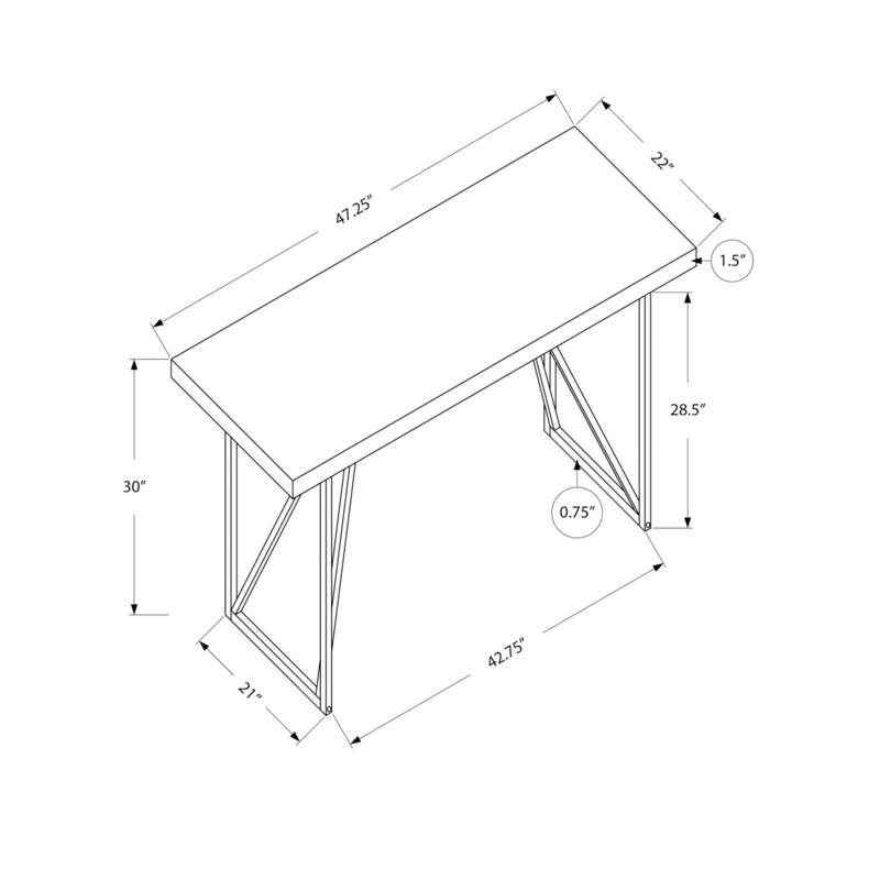 Computer Desk, Home Office, Laptop, 48"l, Work, White Laminate, Grey Metal, Contemporary