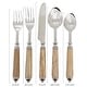 preview thumbnail 3 of 3, Natural Bark Wood Style Handle Place Setting Flatware - Set of 5