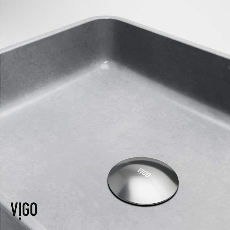 VIGO Segovia 16"L x 12"W Concrete Vessel Sink and Apollo 12"H Faucet Set