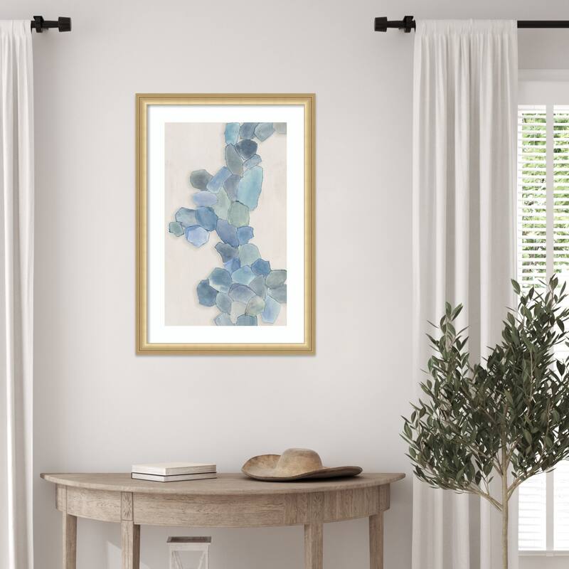 Soft Blue Mosaic Cascade by Hannah Dawson Wood Framed Wall Art Print