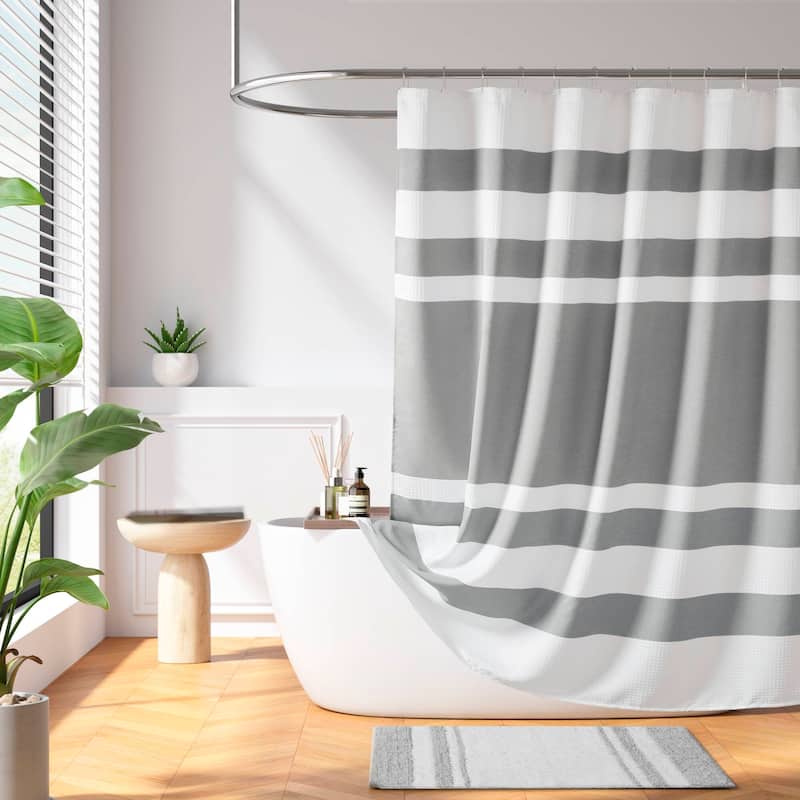 Madison Park Spa Waffle Shower Curtain with 3M Treatment - 72x72" - Grey