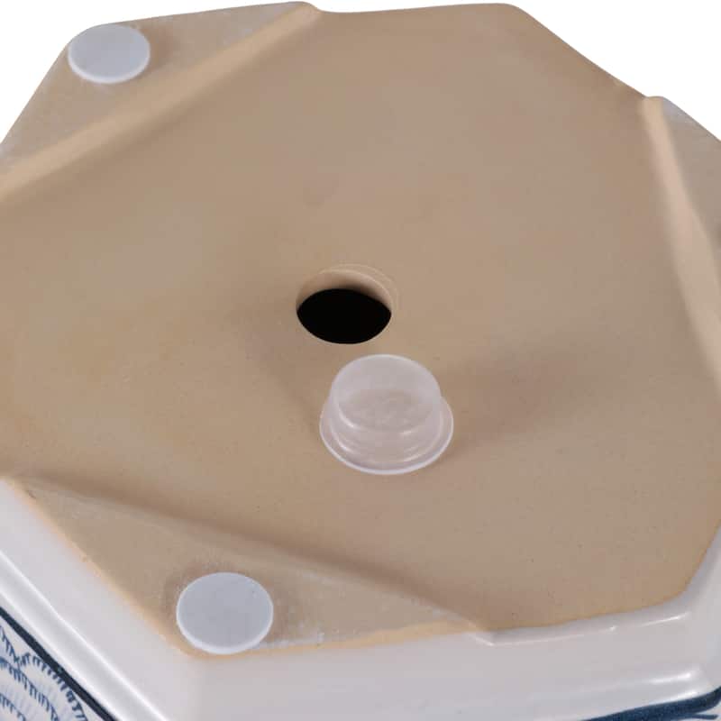 Stoneware Saucer Planters Attached Base for Home Garden (Set of 2)