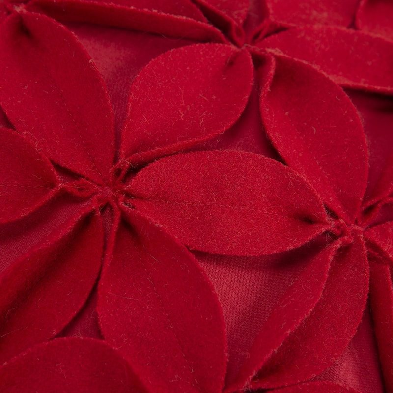 Rizzy Home Wool and Felt Floral Throw Pillow