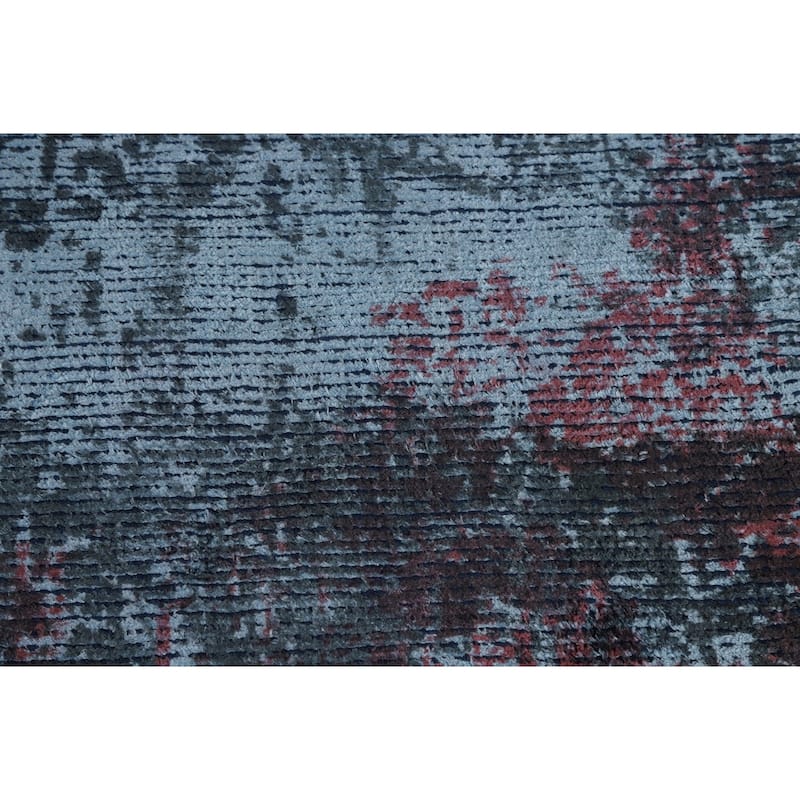 All-Over Blue Abstract Modern Area Rug Handmade Wool Carpet - 8'3" x 11'11"