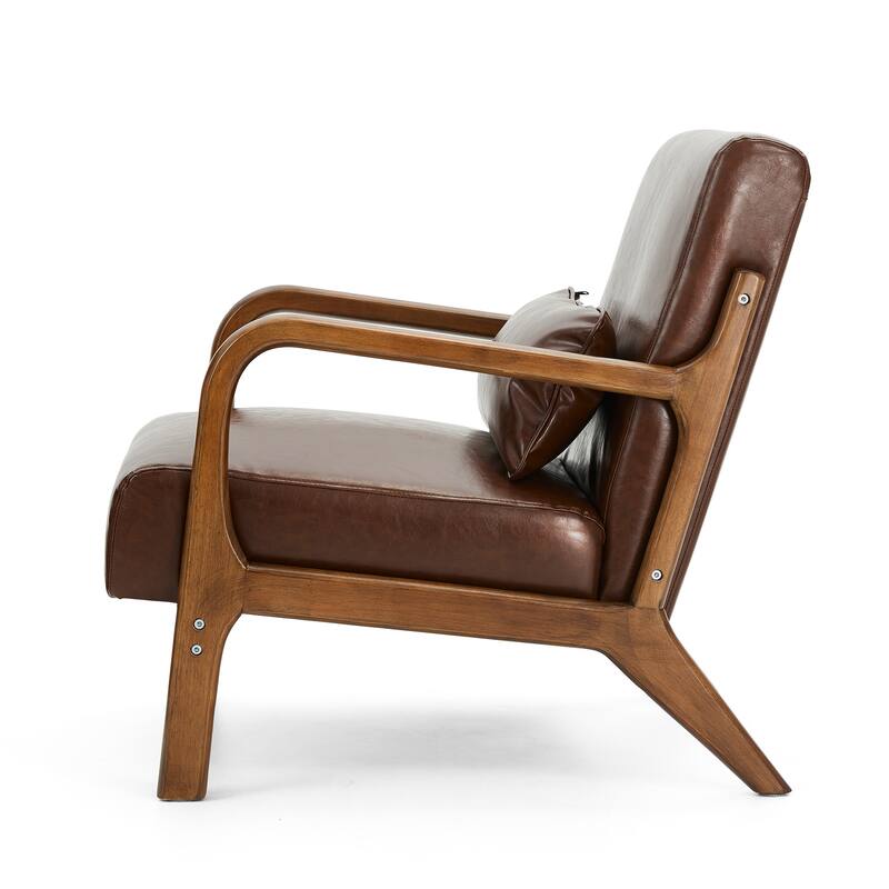 Glitzhome Set of 2 30.75"H Mid-Century Modern PU Leather Accent Chairs - 25.75"W x 33.75"D x 30.75"H