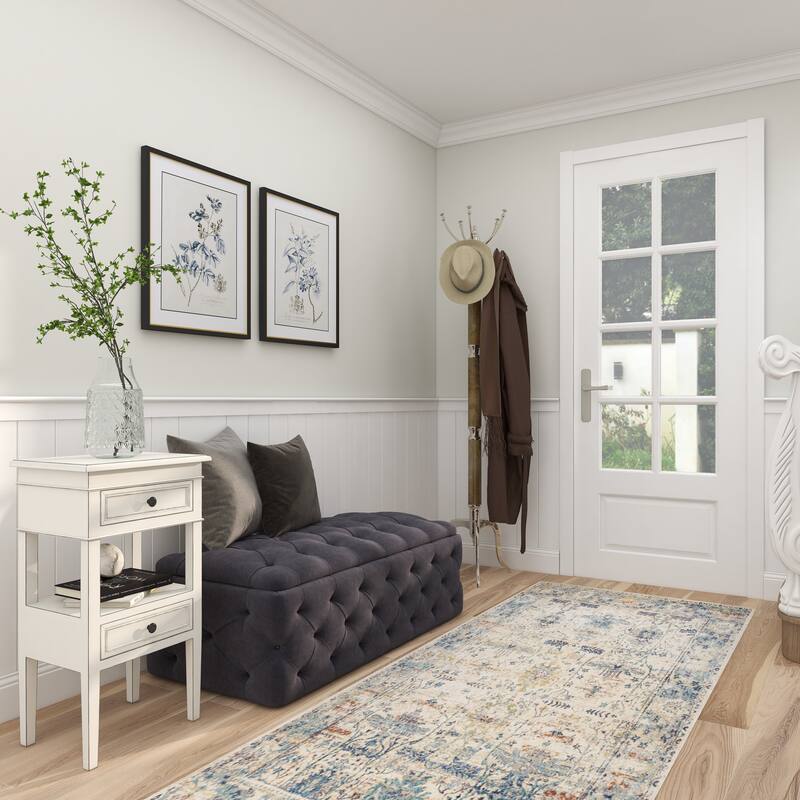 Contemporary Wood 2 Drawers and 1 Shelf Accent Table - Light Brown, White, Brown