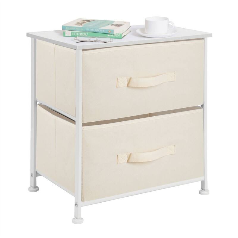 Small Storage Dresser End/Side Table - Cream/White - 2-drawer