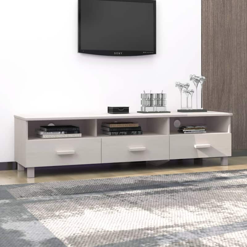 vidaXL TV Stand TV Console Sideboard TV Unit Cupboard HAMAR Solid Wood Pine - 62.2" x 15.7" x 15.7"