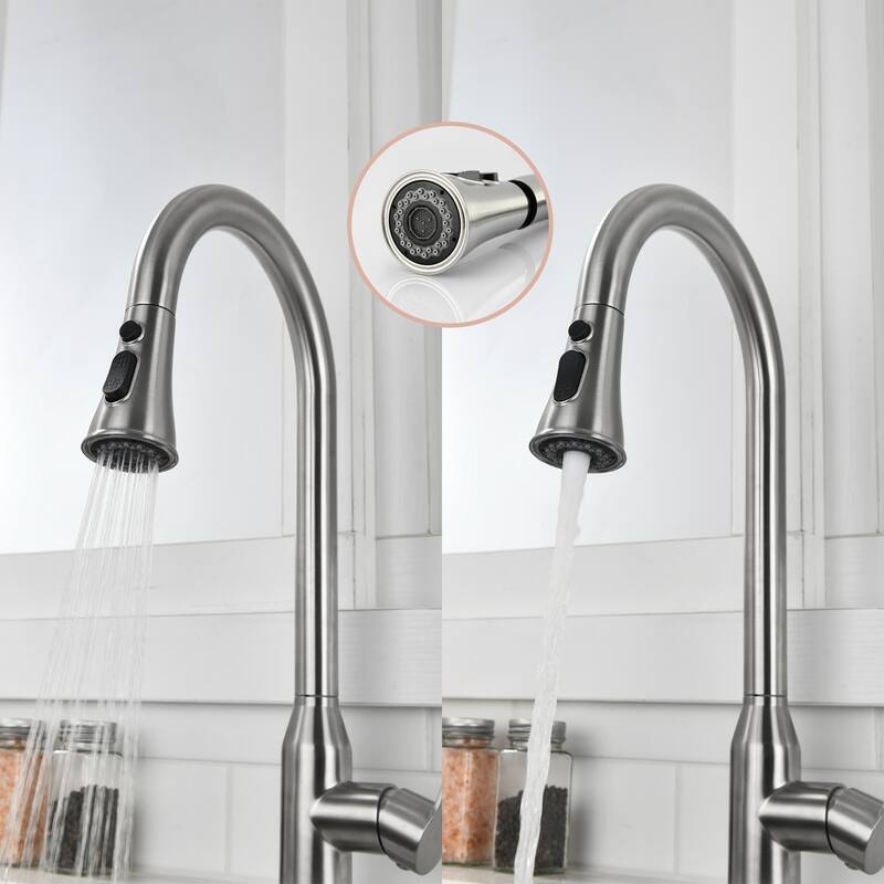 High Arc Single Handle Stainless Steel Kitchen Faucets with Pull Down Sprayer