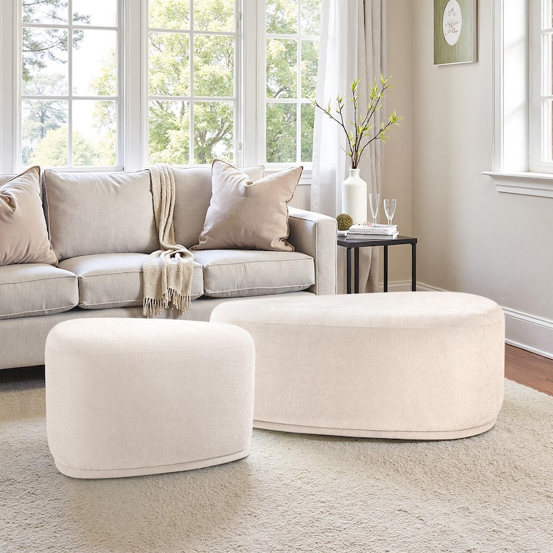 Leon 26"/43" W Chenille Triangle Cocktail Ottoman Set